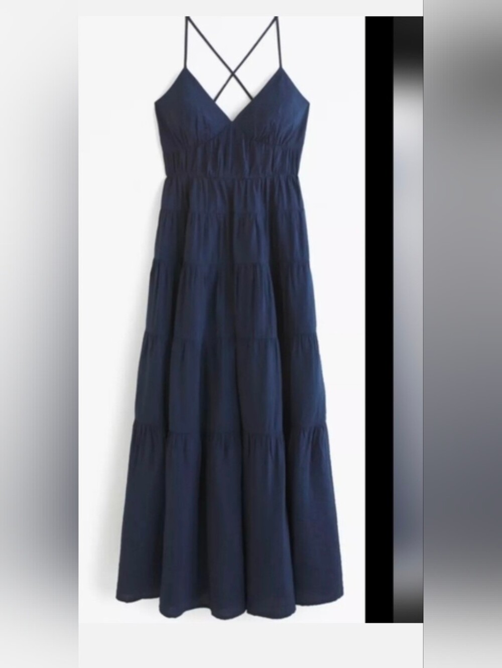 Abercrombie & Fitch Navy Tiered Maxi Dress Skirt with Spaghetti Straps
